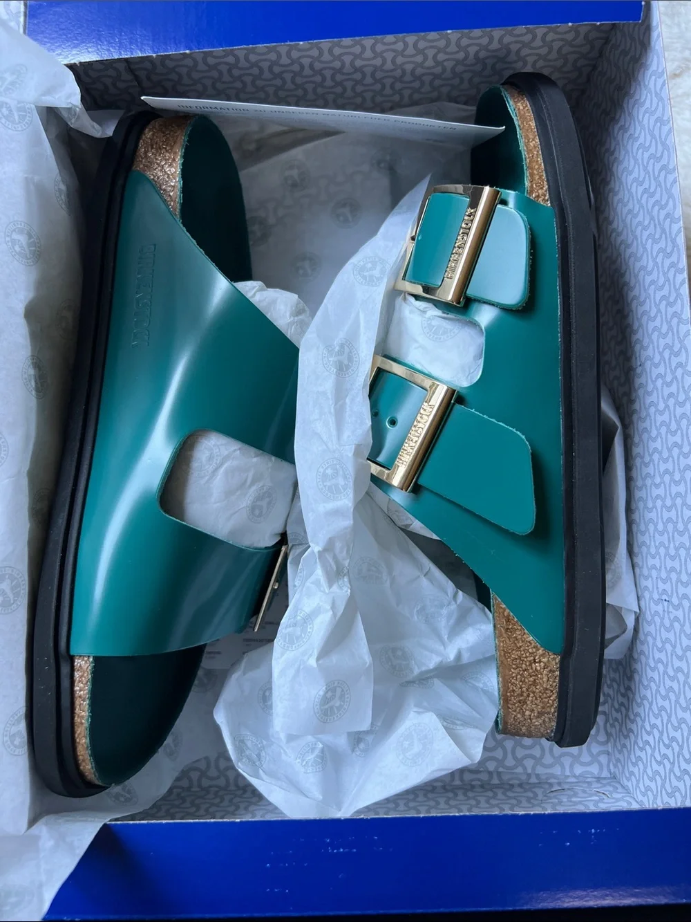 Birkenstock Arizona Droplet Buckle Cupsole High Shine Dark Teal EU 39 US 8
